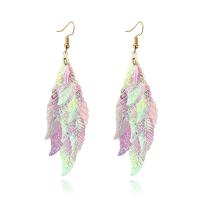 Zinc Alloy Drop Earring, with Plastic, Leaf, gold color plated, for woman 