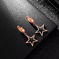 Titanium Steel Earrings, with Acrylic, sterling silver post pin, Star, rose gold color plated, for woman 
