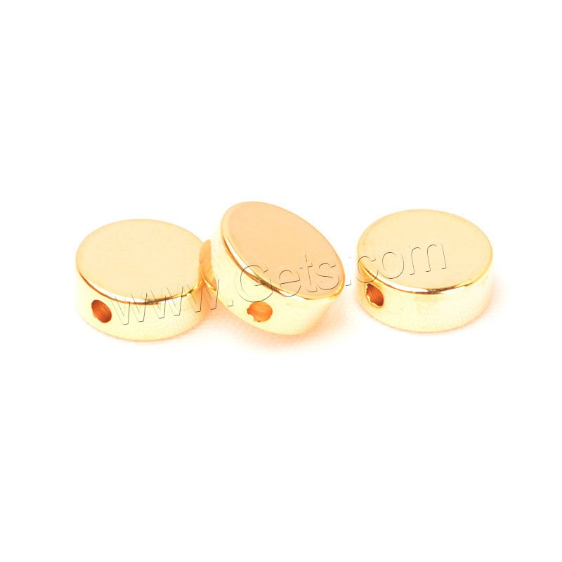 perla de cobre, metal, Redondo aplanado, chapado en oro real, diverso tamaño para la opción, agujero:aproximado 1.5mm, Vendido por UD