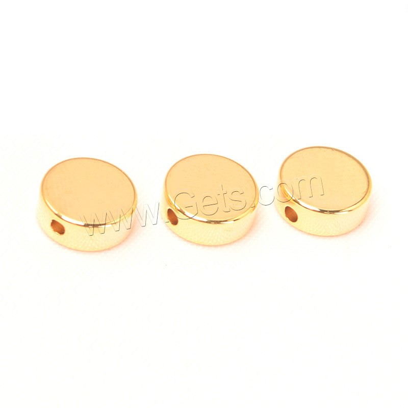 perla de cobre, metal, Redondo aplanado, chapado en oro real, diverso tamaño para la opción, agujero:aproximado 1.5mm, Vendido por UD