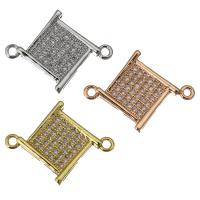 Cubic Zirconia Micro Pave Brass Connector, Rhombus, plated, micro pave cubic zirconia & 1/1 loop Approx 1.5mm 