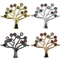 Cubic Zirconia Micro Pave Brass Connector, Tree, plated, micro pave cubic zirconia & 1/1 loop Approx 1mm 