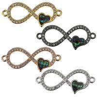 Cubic Zirconia Micro Pave Brass Connector, with Abalone Shell, Infinity, plated, mosaic & micro pave cubic zirconia & 1/1 loop Approx 1.5mm 