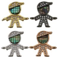 Cubic Zirconia Micro Pave Brass Connector, with Abalone Shell, Boy, plated, mosaic & micro pave cubic zirconia & 1/1 loop Approx 1mm 