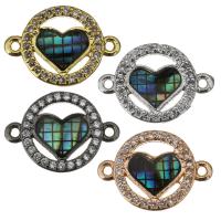 Cubic Zirconia Micro Pave Brass Connector, with Abalone Shell, Donut, plated, mosaic & micro pave cubic zirconia & 1/1 loop Approx 1mm 