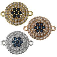 Cubic Zirconia Micro Pave Brass Connector, Flat Round, plated, micro pave cubic zirconia & 1/1 loop Approx 1.5mm 