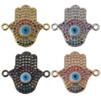 Brass Connector, with Resin, Hamsa, plated, evil eye pattern & micro pave cubic zirconia & 1/1 loop Approx 1.5mm 