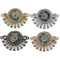 Cubic Zirconia Brass Connector, with White Shell & Abalone Shell, plated, mosaic & with cubic zirconia & 1/1 loop Approx 1mm 