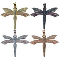 Animal Brass Pendants, Dragonfly, plated, micro pave cubic zirconia Approx 4mm 