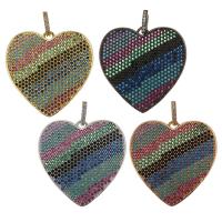 Brass Heart Pendants, plated, micro pave cubic zirconia Approx 