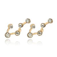 Zinc Alloy Rhinestone Stud Earring, gold color plated, for woman & with rhinestone 