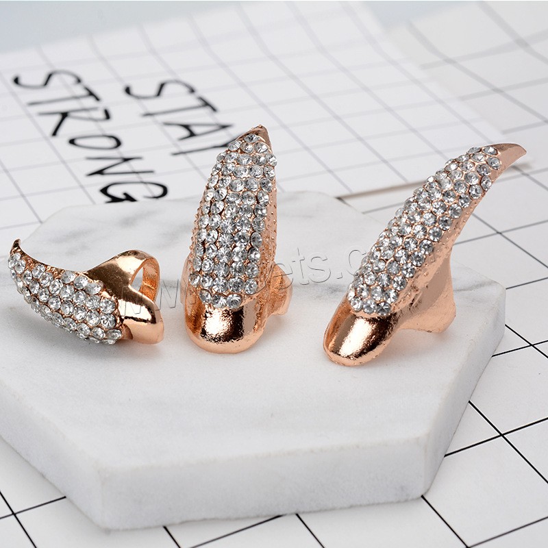 Zinc Alloy Fingertip Rings, plated, different size for choice & for woman & with rhinestone, more colors for choice, 35mm, 40mm, 50mm, Sold By PC