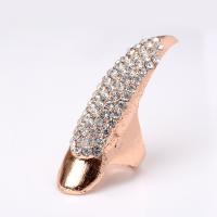 Zinc Alloy Fingertip Rings, plated & for woman & with rhinestone 35mm, 40mm, 50mm 