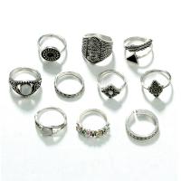 Zinc Set anillo de aleación, aleación de zinc, chapado, tamaño del anillo mixto & para mujer & con diamantes de imitación, más colores para la opción, tamaño:6-8, 10PCs/Set, Vendido por Set