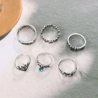 Zinc Set anillo de aleación, aleación de zinc, chapado en color de plata antigua, tamaño del anillo mixto & para mujer & con diamantes de imitación, tamaño:4.5-9.5, 13PCs/Grupo, Vendido por Grupo