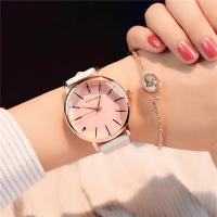 Women Wrist Watch, Stainless Steel, with PU Leather & Glass, Chinese movement, plated, Life water resistant & for woman 38mm Approx 9 Inch 