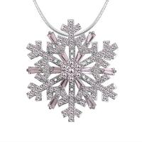 Brass Sweater Chain Necklace, with 5cm extender chain, Snowflake, platinum plated, snake chain & micro pave cubic zirconia & for woman, nickel, lead & cadmium free, 32mm Approx 31.50 Inch 