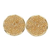 Brass Cabochon, Flat Round, real gold plated 