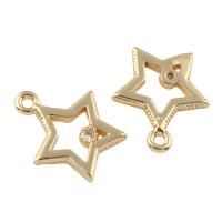 Brass Star Pendants, real gold plated, with rhinestone Approx 1mm 
