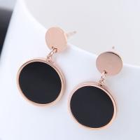 Titanium Steel Earrings, with Acrylic, rose gold color plated & for woman 