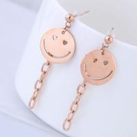 Titanium Steel Earrings, Smiling Face, rose gold color plated, for woman 
