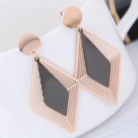 Titanium Steel Earrings, with Acrylic, Rhombus, rose gold color plated, for woman 