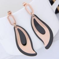 Titanium Steel Earrings, with Acrylic, rose gold color plated, for woman 
