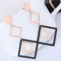 Titanium Steel Earrings, with Acrylic, rose gold color plated, for woman 