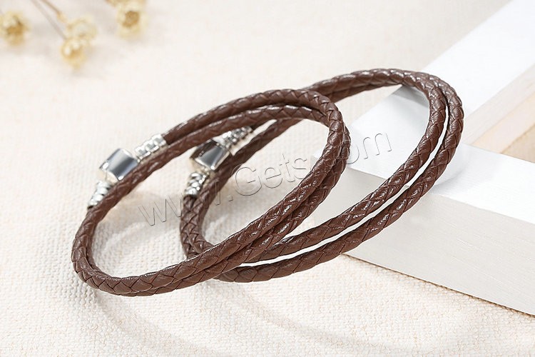 PU Leather European Bracelet Chain, PU Leather Cord, with 925 Sterling Silver, different length for choice, more colors for choice, 3mm, Sold By Strand