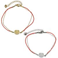 Bracelets en acier inoxydable, avec corde en nylon, avec 1.5Inch chaînes de rallonge, cochon, Placage, chaîne ovale & pour femme & 2 fils, plus de couleurs à choisir 1.2mm Environ 7 pouce, Vendu par brin