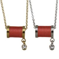 Edelstahl Schmuck Halskette, mit Nylonschnur, mit Verlängerungskettchen von 2Inch, Zylinder, plattiert, Oval-Kette & für Frau & mit Strass, keine, 10x9mm, 1.2mm, Länge:ca. 17 ZollInch, verkauft von Strang