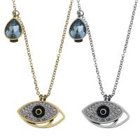 Stainless Steel Jewelry Necklace, with Rhinestone Clay Pave & Crystal, with 1.5Inch extender chain, Eye, plated, oval chain & for woman & faceted 1.2mm Approx 16 Inch 