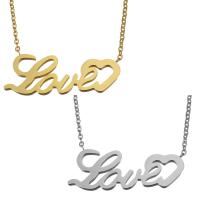 Stainless Steel Jewelry Necklace, with 2Inch extender chain, Alphabet Letter, word love, plated, oval chain & for woman 1.5mm Approx 18 Inch 