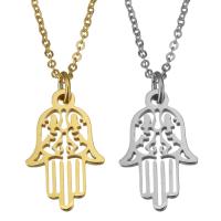 Stainless Steel Jewelry Necklace, with 2Inch extender chain, Hamsa, plated, oval chain & for woman 1.5mm Approx 18 Inch 