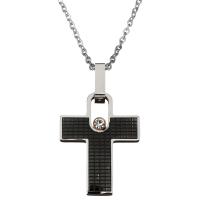 Stainless Steel Jewelry Necklace, with 2Inch extender chain, Cross, plated, Unisex & oval chain & with rhinestone 1mm Approx 18 Inch 