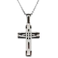 Stainless Steel Jewelry Necklace, with 2Inch extender chain, Cross, Unisex & oval chain, original color 1mm Approx 18 Inch 