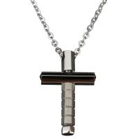 Stainless Steel Jewelry Necklace, with Resin, with 2Inch extender chain, Cross, Unisex & oval chain, original color 1mm Approx 18 Inch 