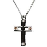 Stainless Steel Jewelry Necklace, with 2Inch extender chain, Cross, plated, Unisex & oval chain 1mm Approx 18 Inch 