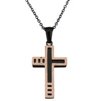 Stainless Steel Jewelry Necklace, with Resin, with 2Inch extender chain, Cross, plated, Unisex & oval chain 1mm Approx 18 Inch 