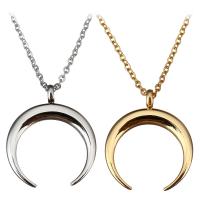 Stainless Steel Jewelry Necklace, with 2Inch extender chain, Moon, plated, Unisex & oval chain 1mm Approx 18 Inch 