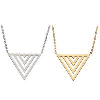 Stainless Steel Jewelry Necklace, with 2Inch extender chain, Triangle, plated, Unisex & oval chain 1mm Approx 18 Inch 