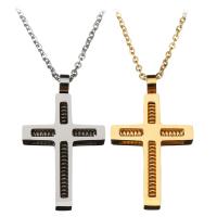 Stainless Steel Jewelry Necklace, with 1.5Inch extender chain, Cross, plated, Unisex & oval chain 1mm Approx 18 Inch 