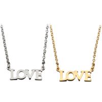 Stainless Steel Jewelry Necklace, with 2Inch extender chain, Alphabet Letter, word love, plated, Unisex & oval chain 1mm Approx 18 Inch 