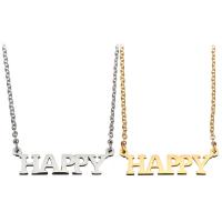 Stainless Steel Jewelry Necklace, with 2Inch extender chain, Alphabet Letter, word happy, plated, Unisex & oval chain 1mm Approx 18 Inch 