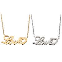 Stainless Steel Jewelry Necklace, with 1.5Inch extender chain, Alphabet Letter, word love, plated, Unisex & oval chain 1mm Approx 18 Inch 