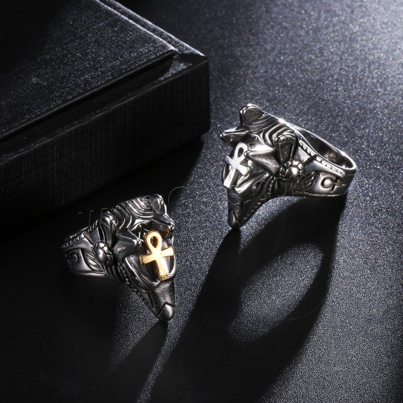 Нержавеющая сталь Человек палец кольцо, нержавеющая сталь, плакированный цветом под старое серебро, разный размер для выбора & Мужский & чернеют, 18x26mm, продается PC