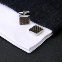 Brass Cufflinks, with Carbon Fibre, platinum color plated, for man 