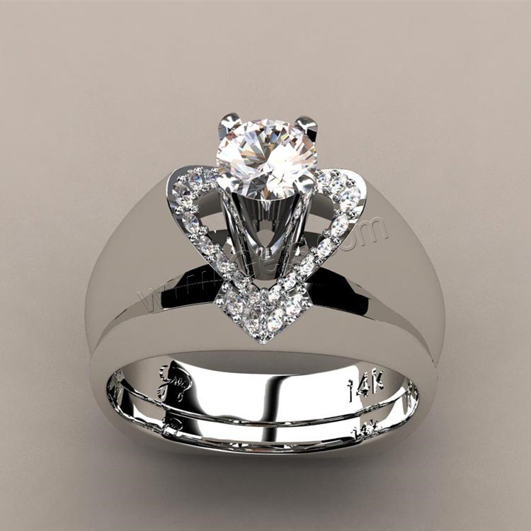 Латунь кольцо Установить, Платиновое покрытие платиновым цвет, разный размер для выбора & Женский & со стразами, 2ПК/указан, продается указан