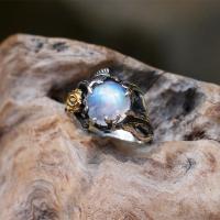Brass Finger Ring, with Sea Opal, plated & for woman 
