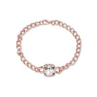 Fashion Zinc Alloy Bracelets, with Glass, rose gold color plated, twist oval chain & for woman, 15mm, Inner Approx 50mm Approx 7.5 Inch 